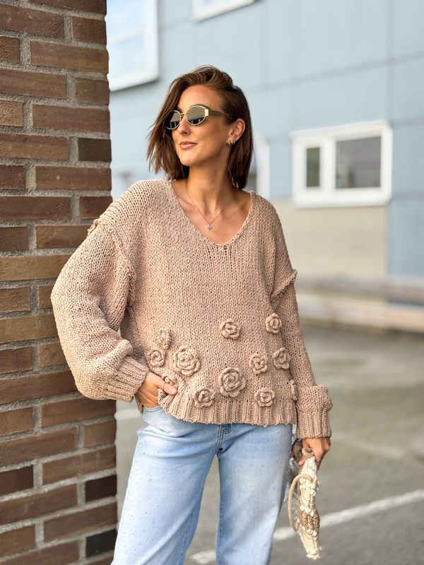 Boho Flower Knit Sweater