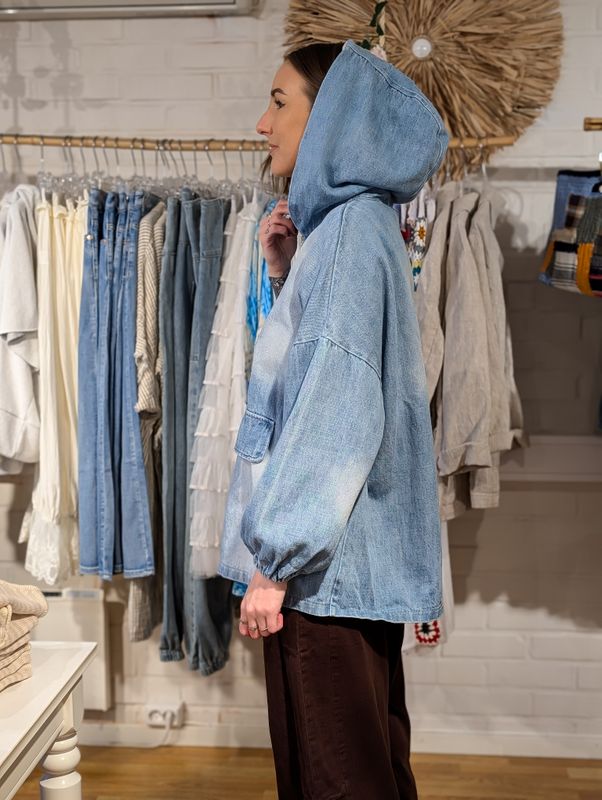 Flor Denim Hoodie