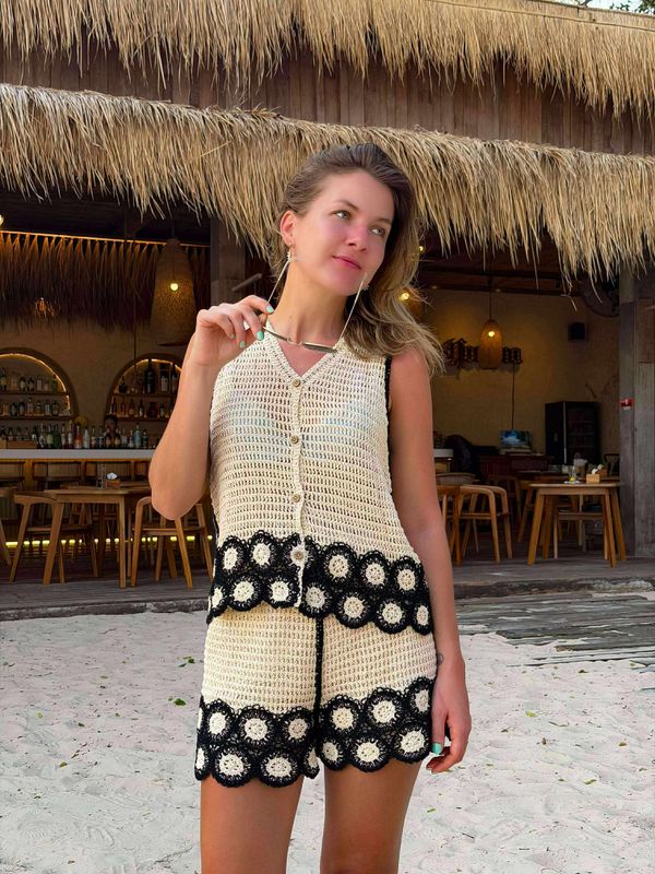 Boho Crochet Shorts Set