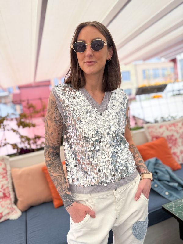 Sequin Knit Vest