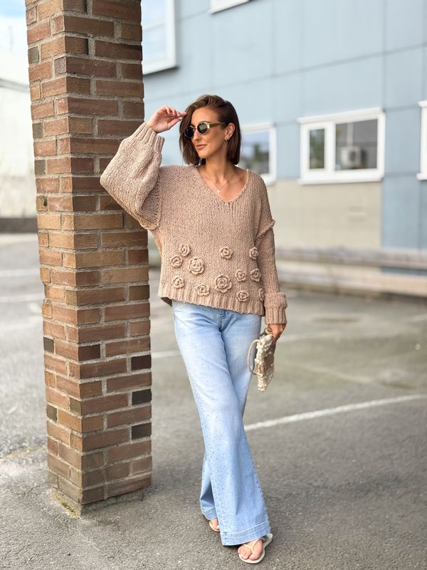 Boho Flower Knit Sweater