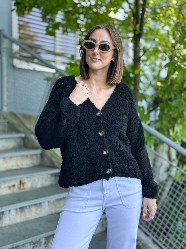 Button Bouclé Cardigan
