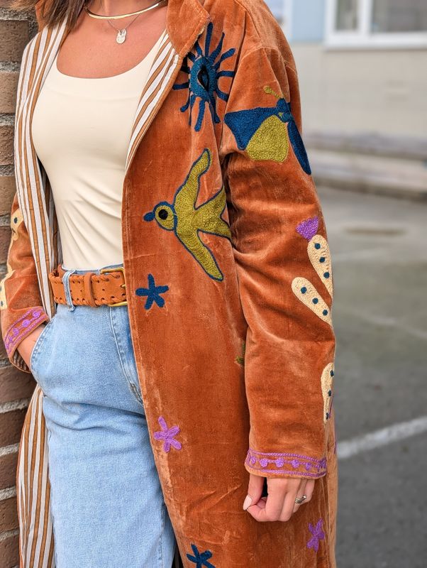 Suzani Velvet Long Kimono Qnuz