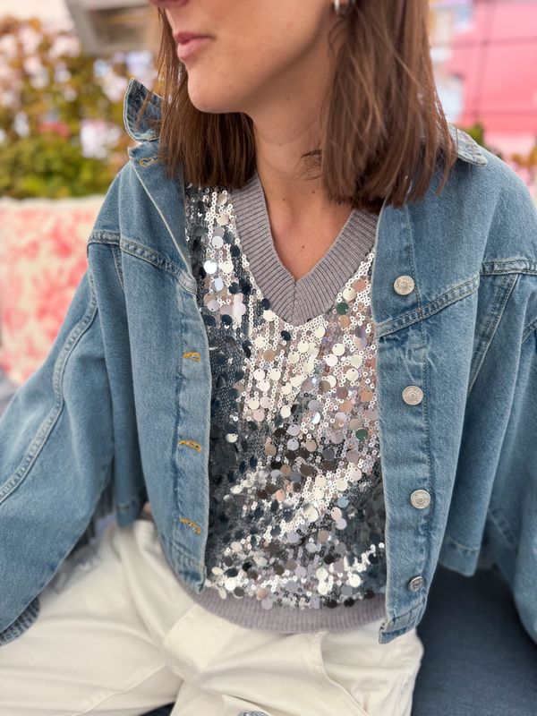 Sequin Knit Vest