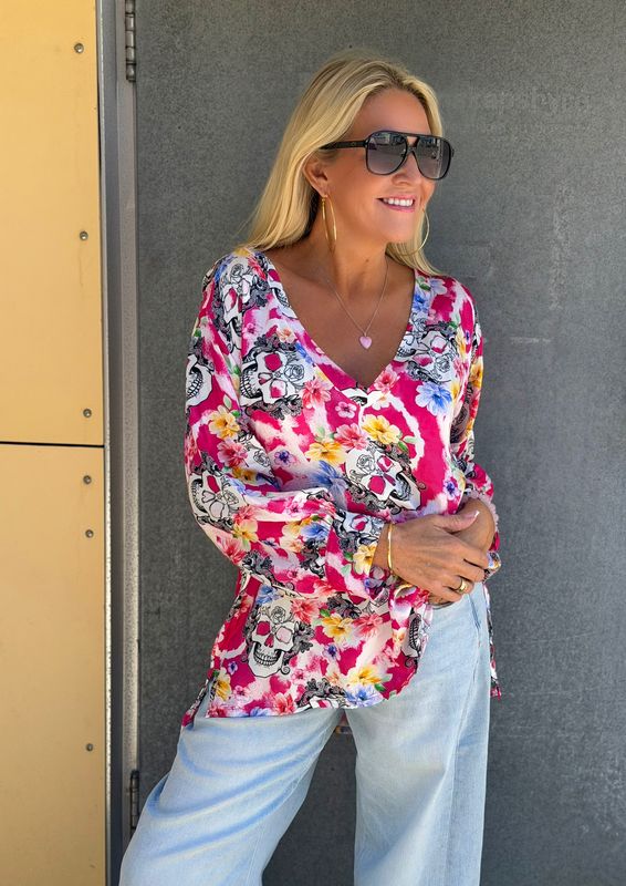 Skull Flowery Blouse