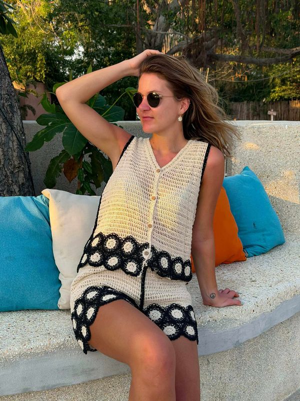 Boho Crochet Shorts Set