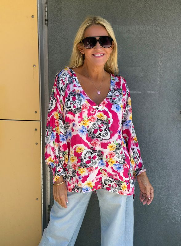 Skull Flowery Blouse