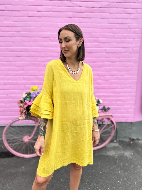 Ruffle Linen Dress