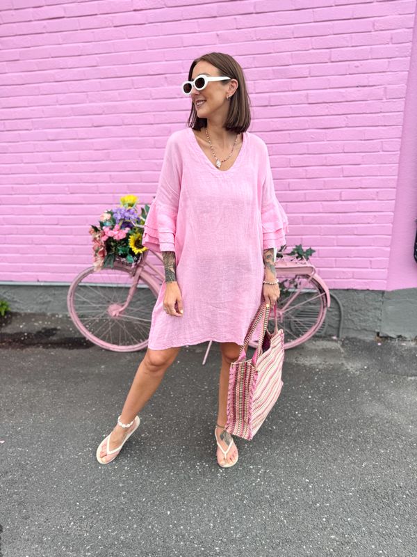 Ruffle Linen Dress