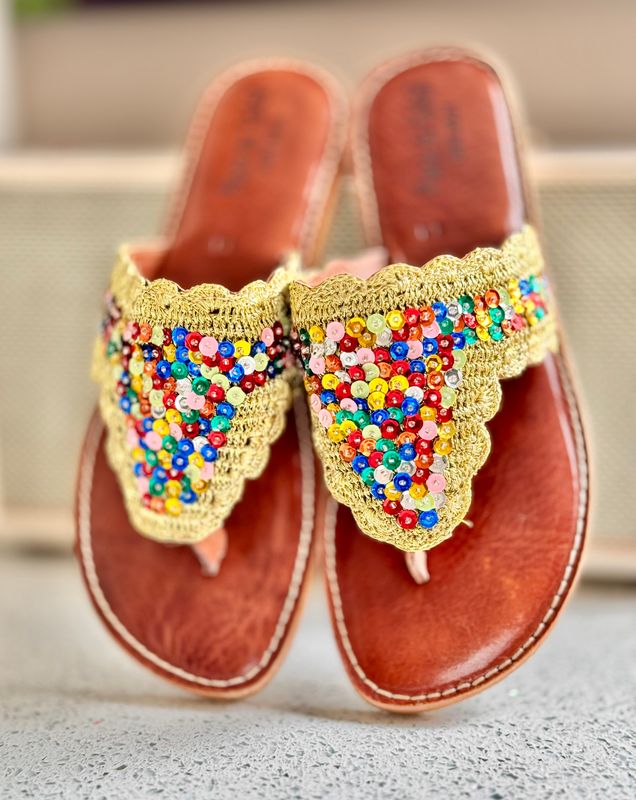 Leather Sequin Sandal Place Du Soleil