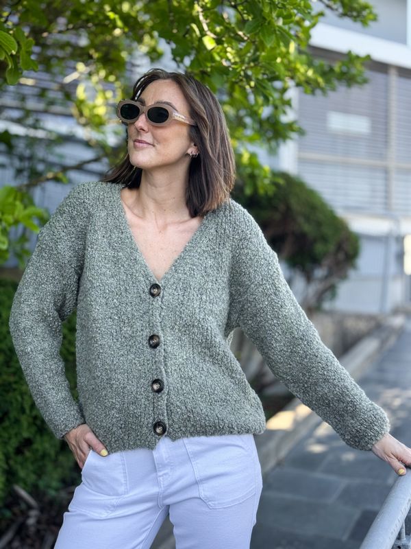 Button Bouclé Cardigan