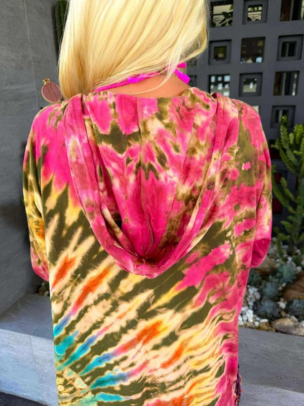 Tie Dye Fringe Kimono