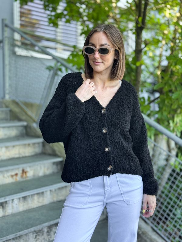 Button Bouclé Cardigan