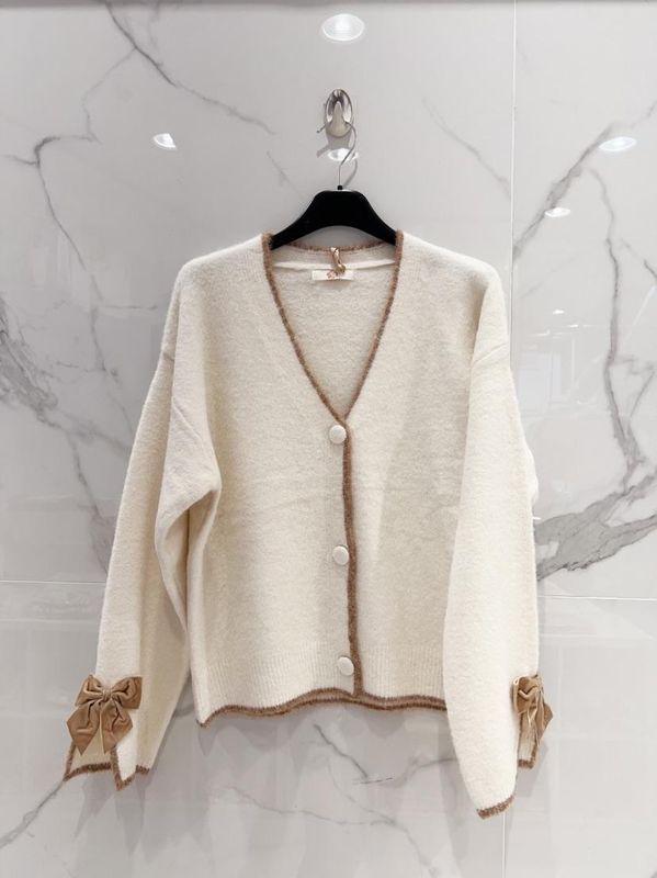 Velour Bow Cardigan