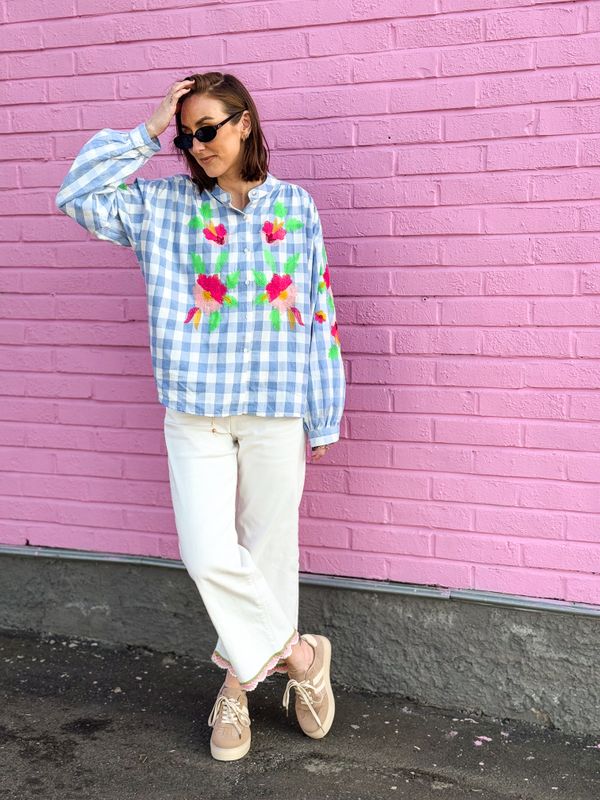 Boheme Checkered Blouse Qnuz