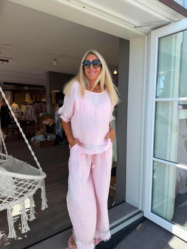 (Forhåndssalg) Exclusive Linen Set Pink