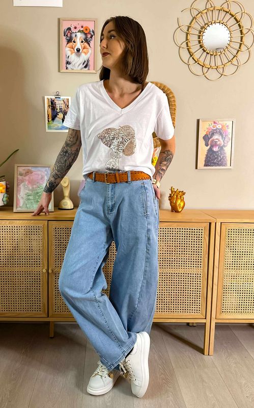 Barrel Belted Jeans