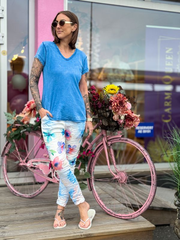 Shiny Flower Stretchy Pant