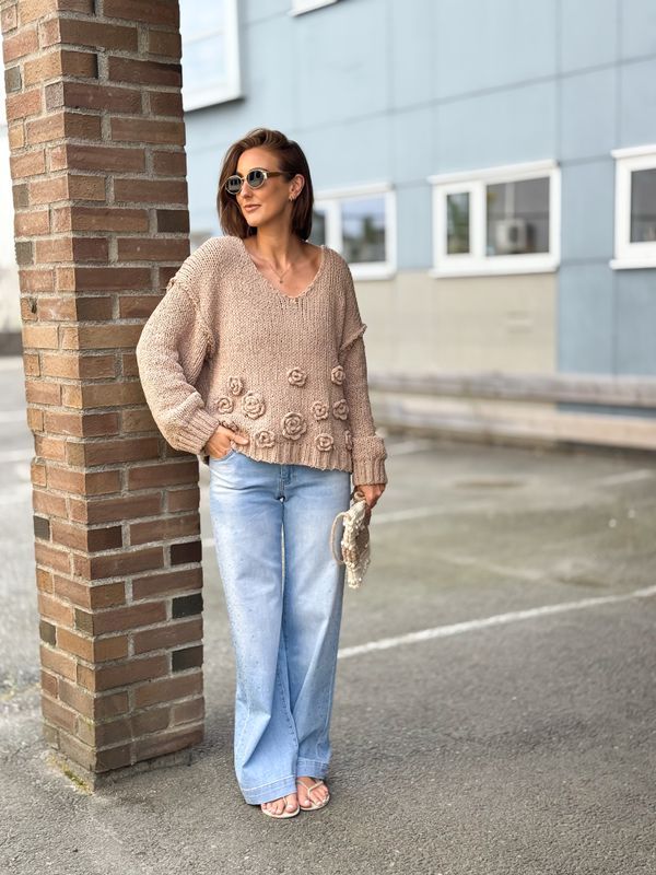 Boho Flower Knit Sweater