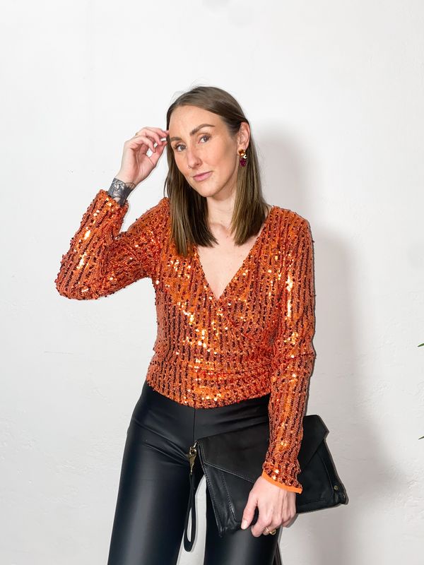 Sequin Wrap Top
