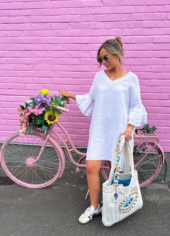 Ruffle Linen Dress