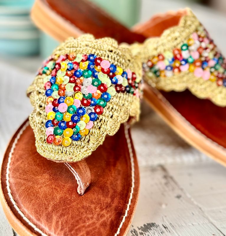 Leather Sequin Sandal Place Du Soleil