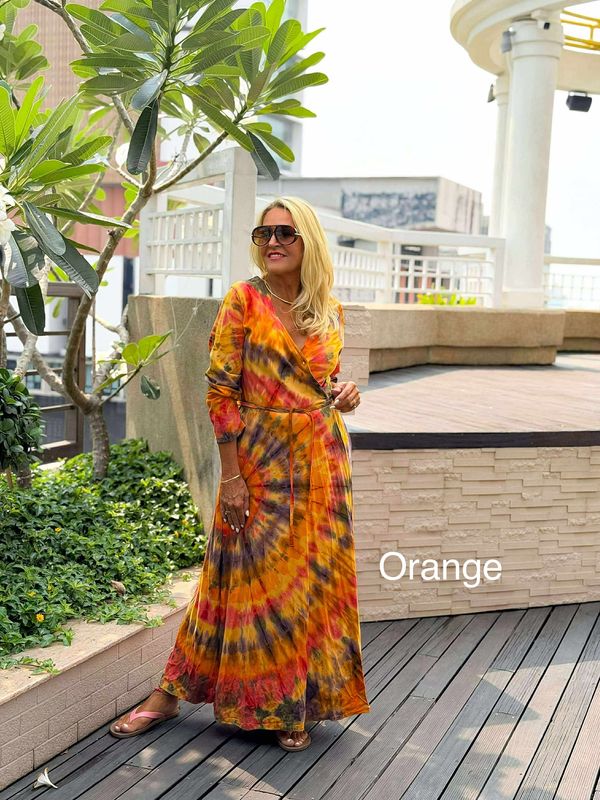 Tie Dye Wrap Dress